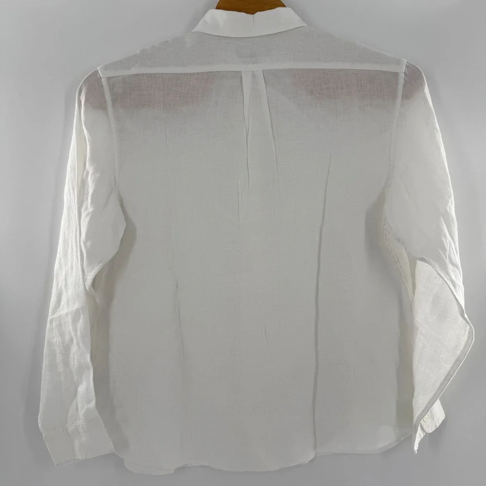Banana Republic Mens XXL Slim Fit White 100% Linen Long Sleeve Shirt 804341-02-1
